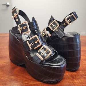 Dolls Kill Black Platform Wedge NWT